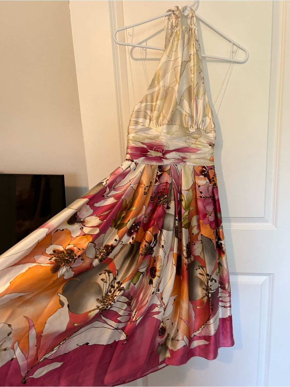 Adrianna Papell Silk Midi Dress